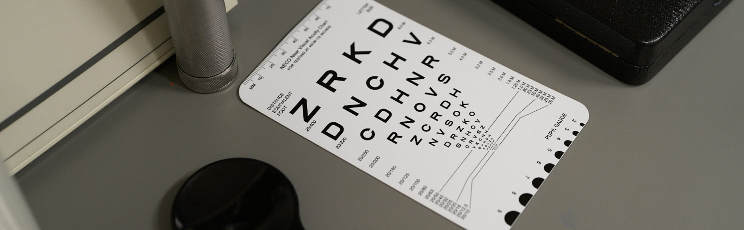 Desktop eye chart at NECO Center for Eye Care - Commonwealth